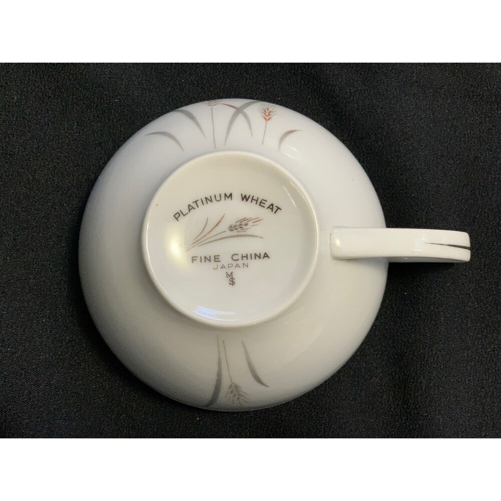 Vtg Platinum Wheat Fine China of Japan Tea Cup and Saucer Set/5 Max Schonfeld - Picture 8 of 16